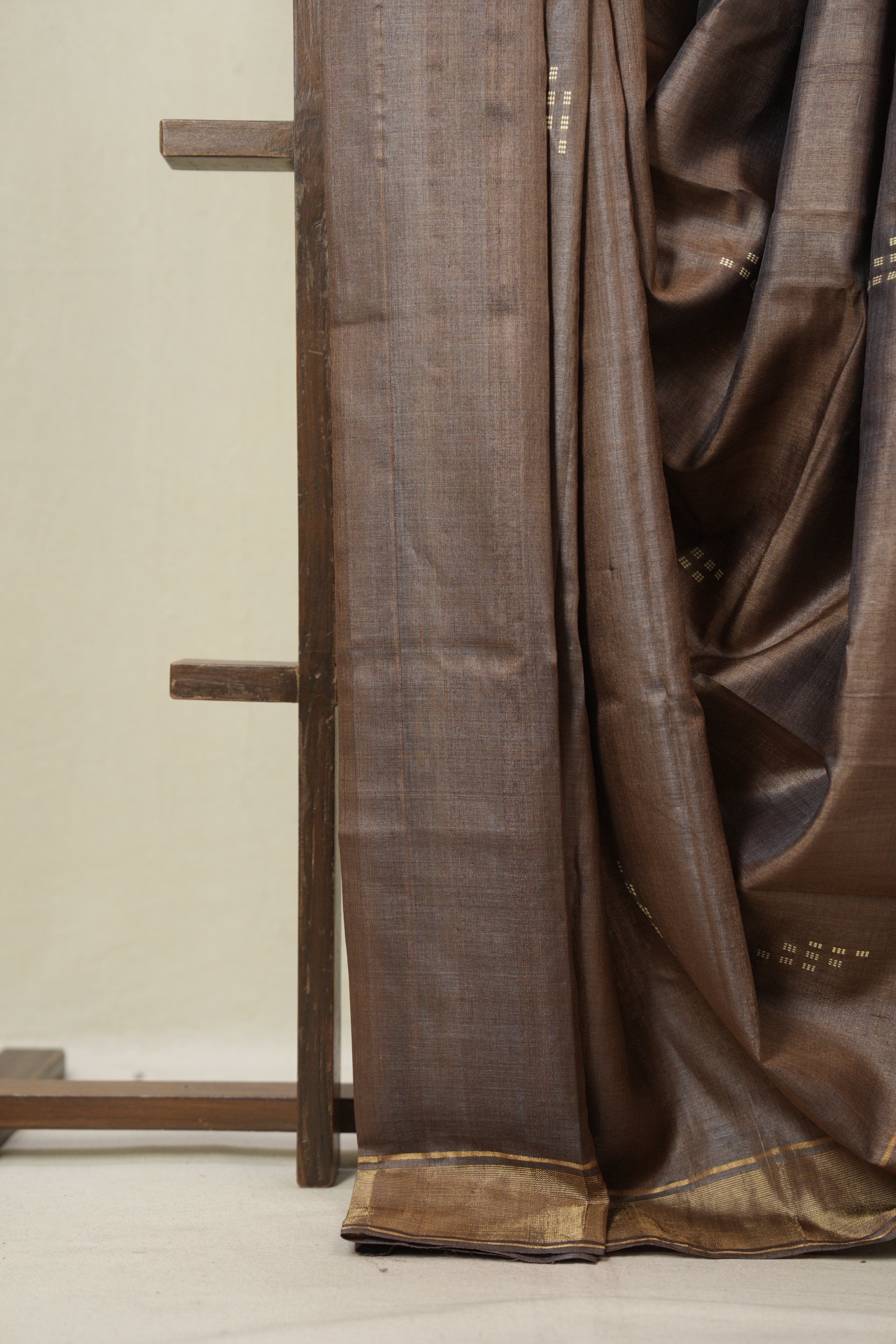 Brown Tussar Silk Saree - SRBTSS1868