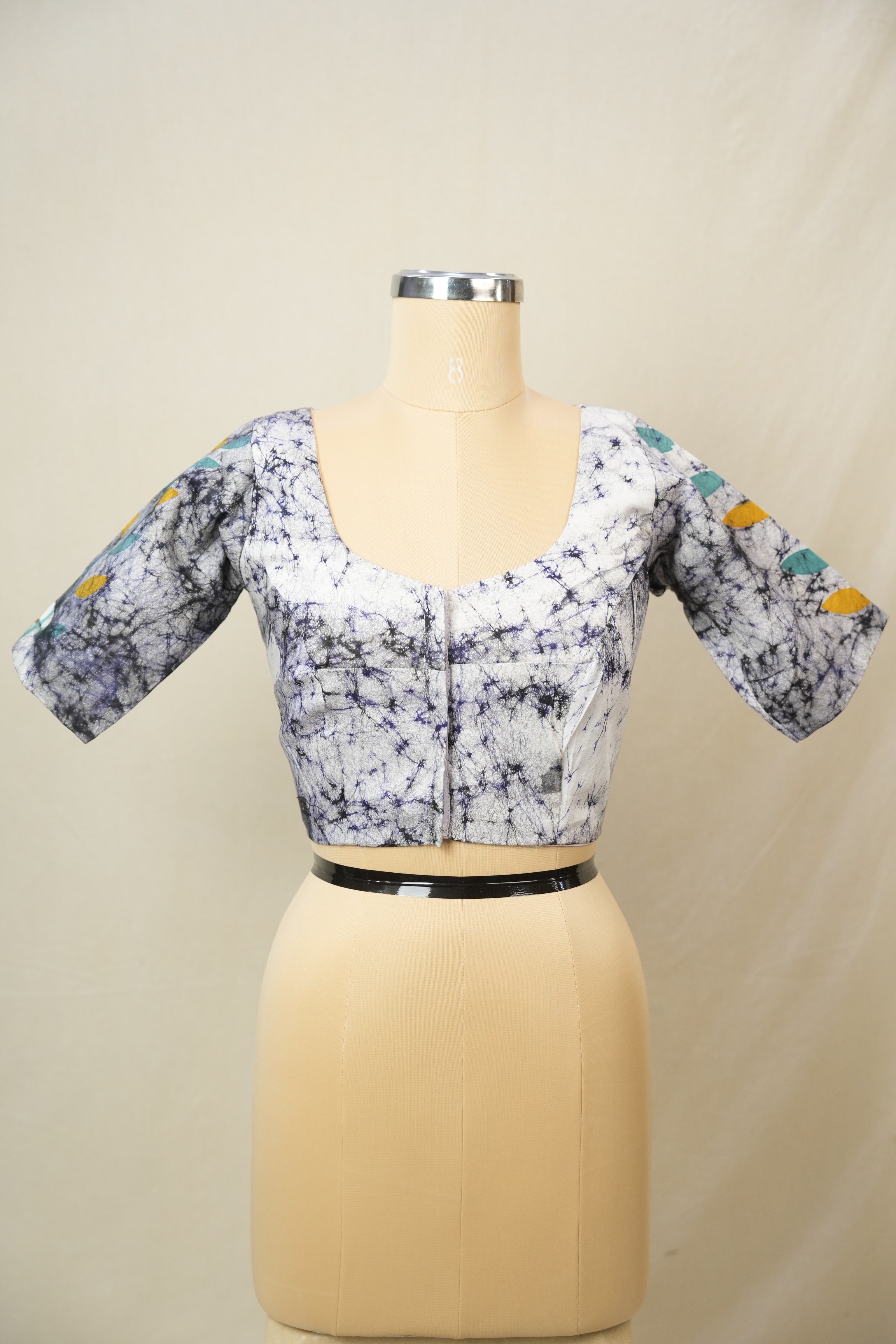 Off White Blue Cotton Blouse - SROWBCB23