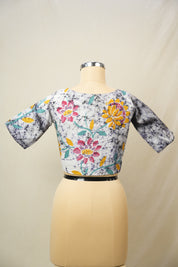 Off White Blue Cotton Blouse - SROWBCB23