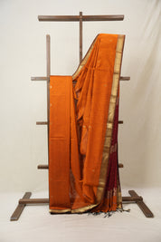 Bright Orange Maheshwari Saree - SRBOMS960
