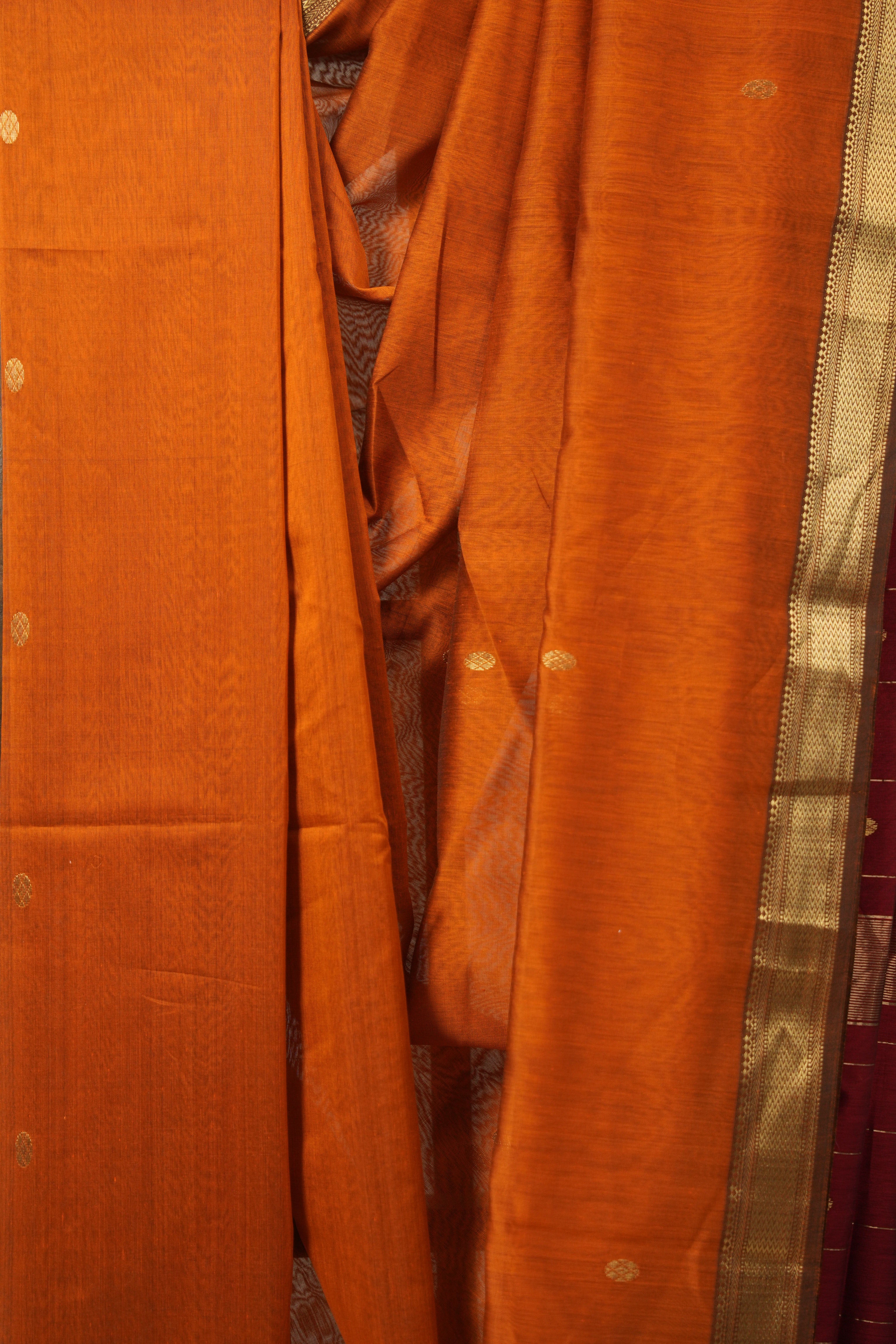 Bright Orange Maheshwari Saree - SRBOMS960