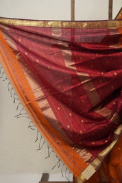 Bright Orange Maheshwari Saree - SRBOMS960