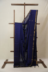 Navy Blue Maheshwari Saree - SRNBMS955