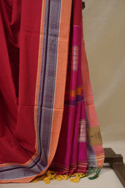 Red Cotton IIkal Saree - SRRCIS893