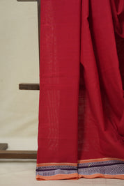 Red Cotton IIkal Saree - SRRCIS893