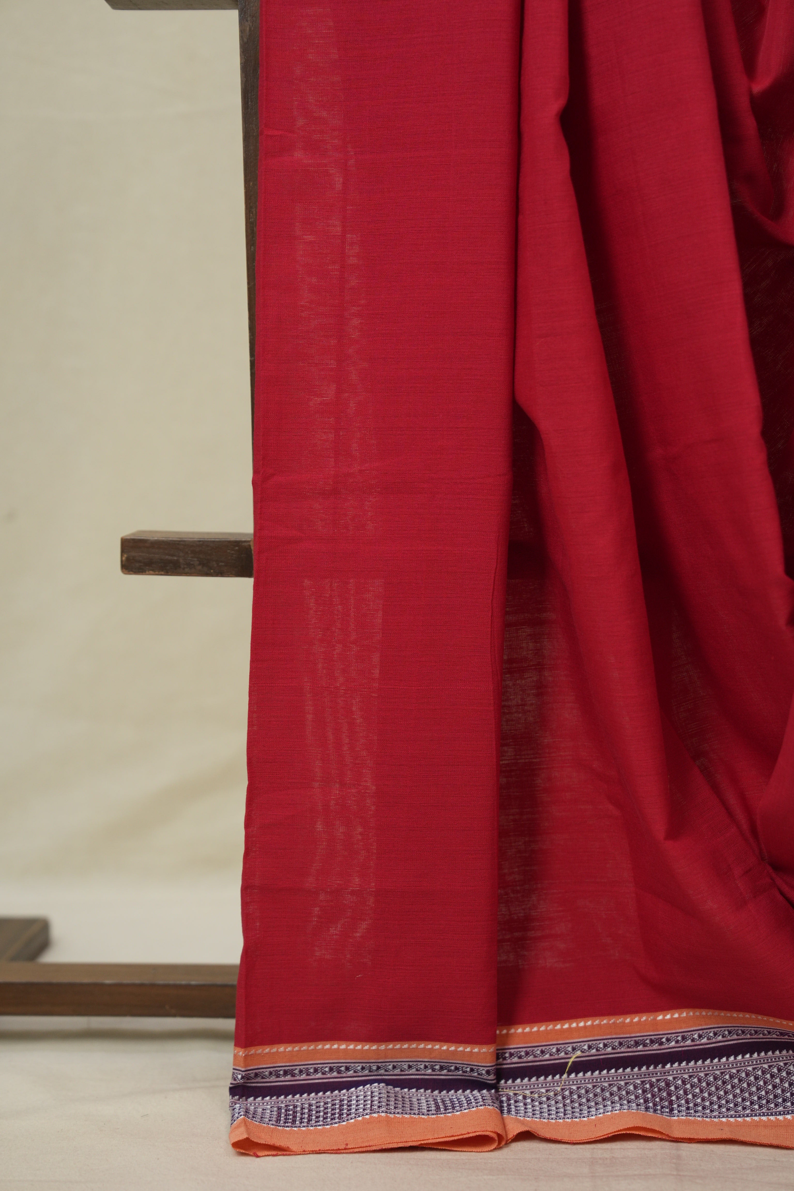 Red Cotton IIkal Saree - SRRCIS893