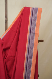 Red Cotton IIkal Saree - SRRCIS893