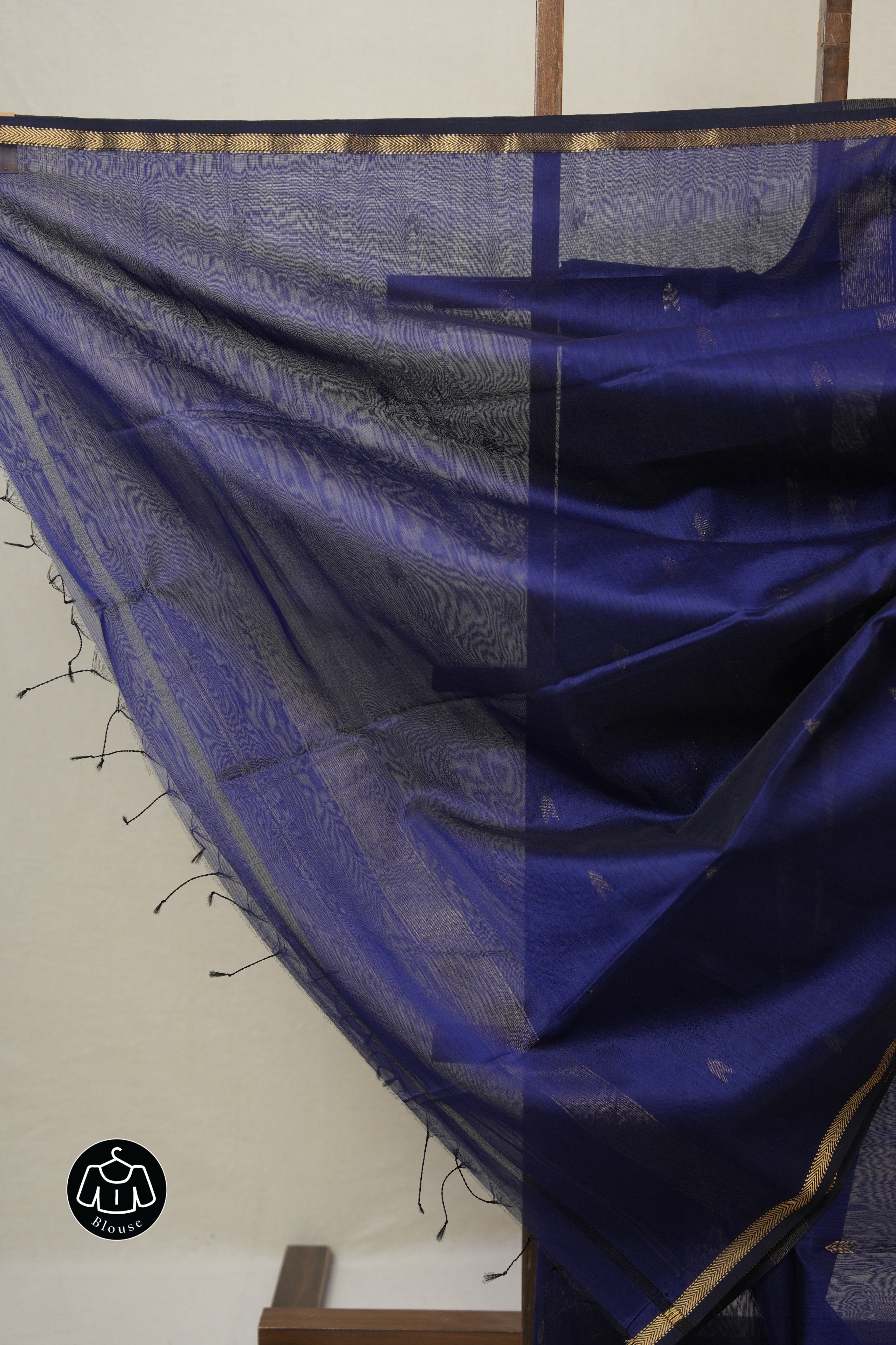 Navy Blue Maheshwari Saree - SRNBMS955