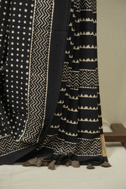 Black HBP Cotton Saree - SRBCS3570