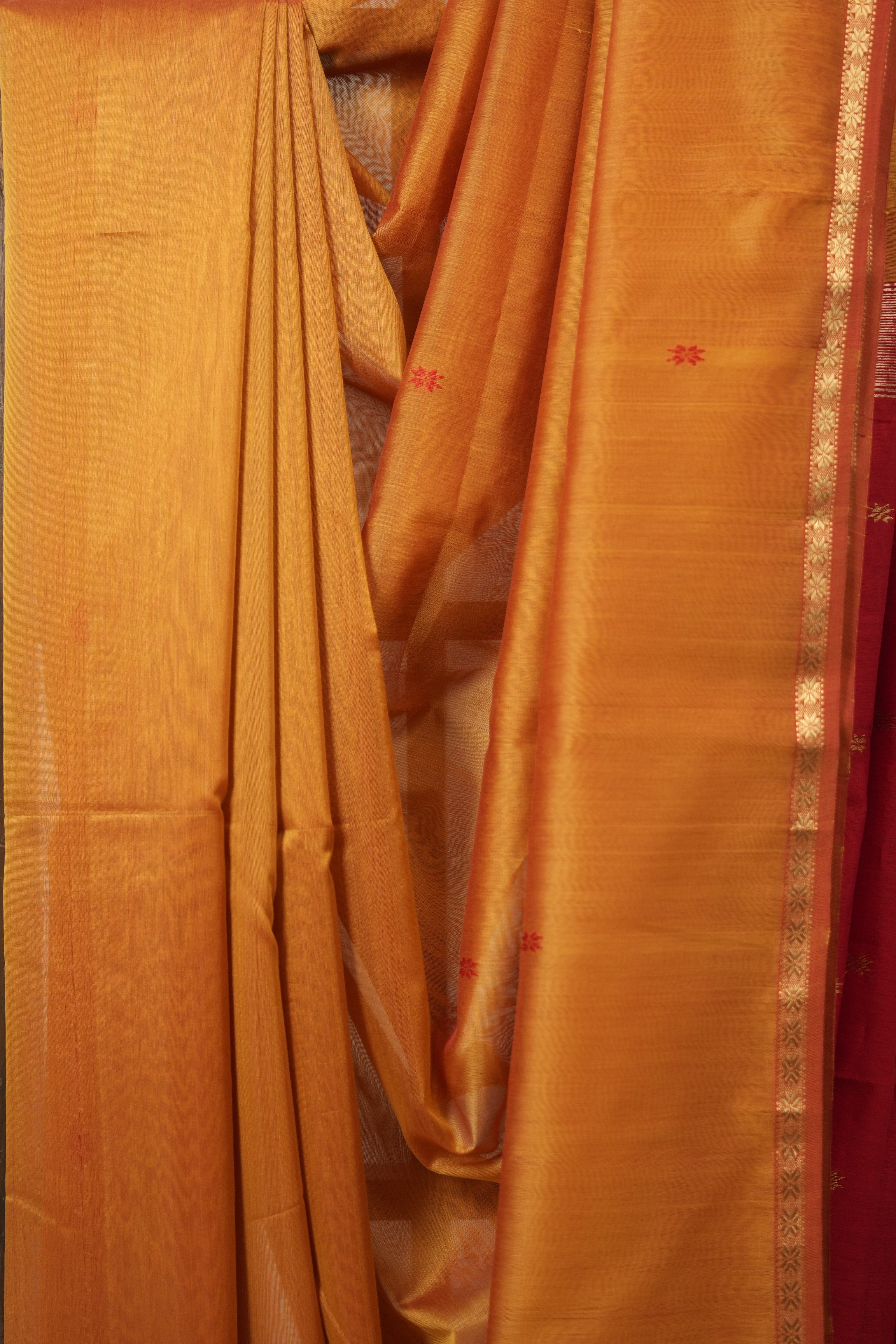 Golden Orange Maheshwari Saree - SRGOMS954