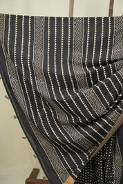 Black HBP Cotton Saree - SRBCS3570