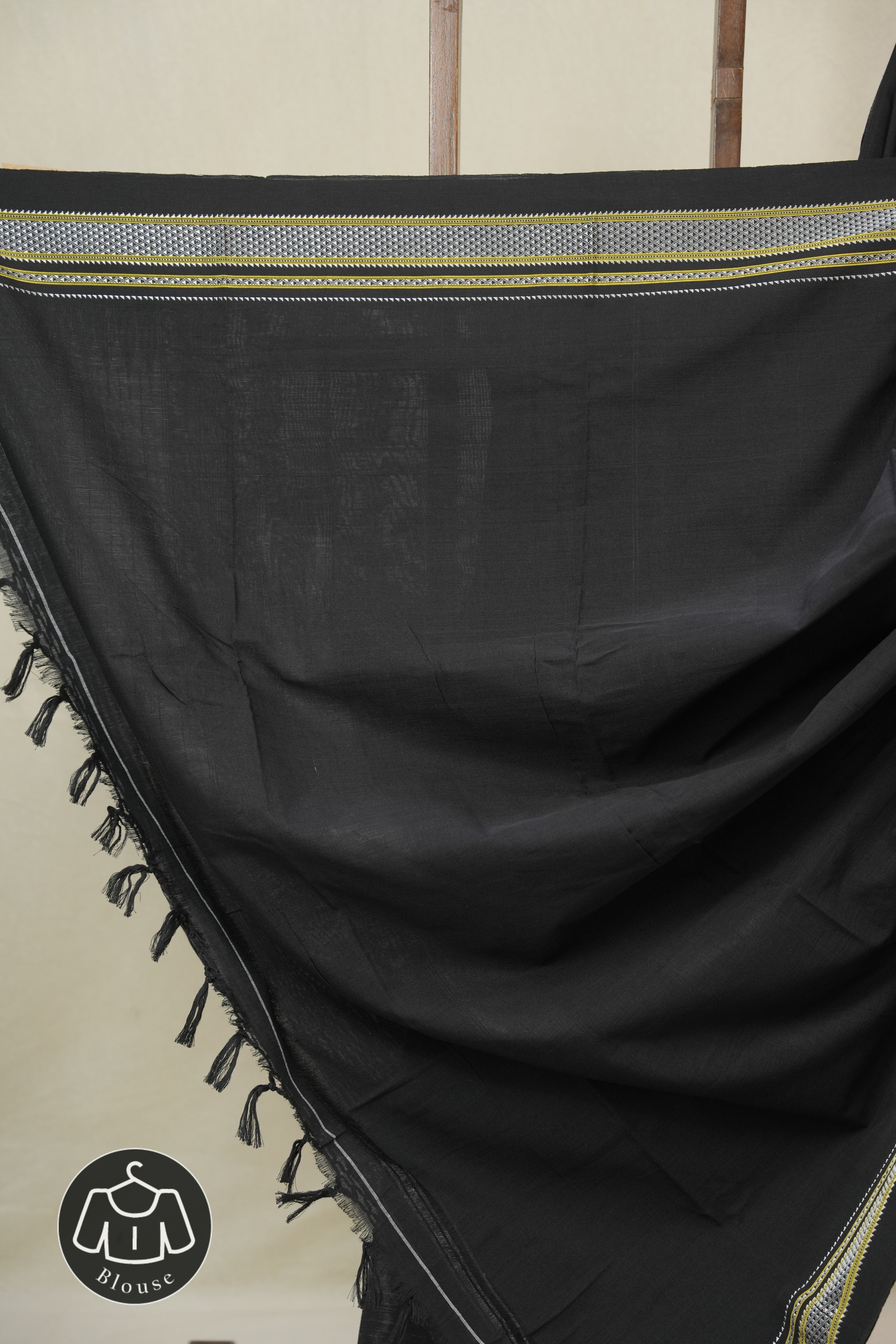 Black Cotton IIkal Saree - SRBCIS892