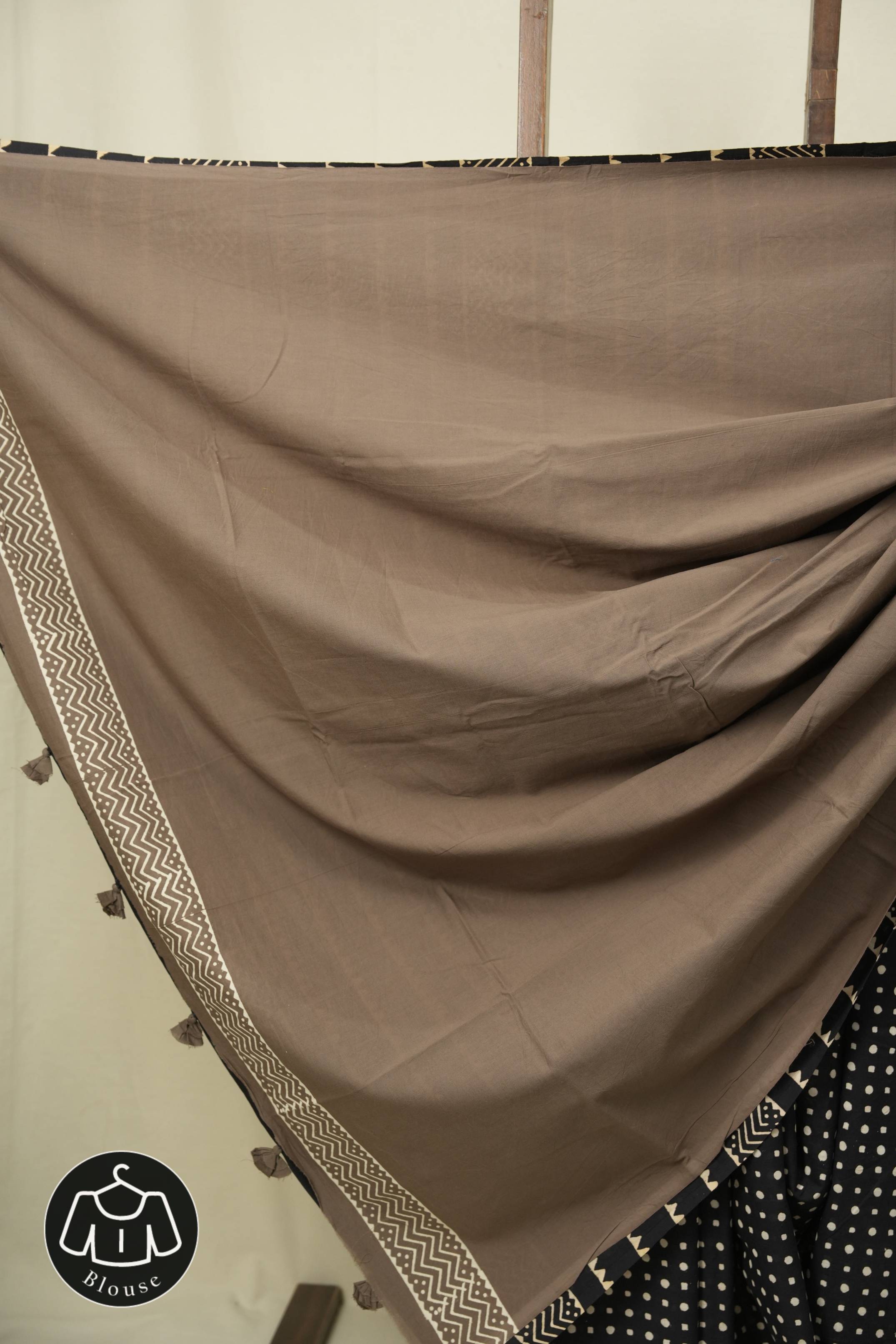 Black HBP Cotton Saree - SRBCS3570