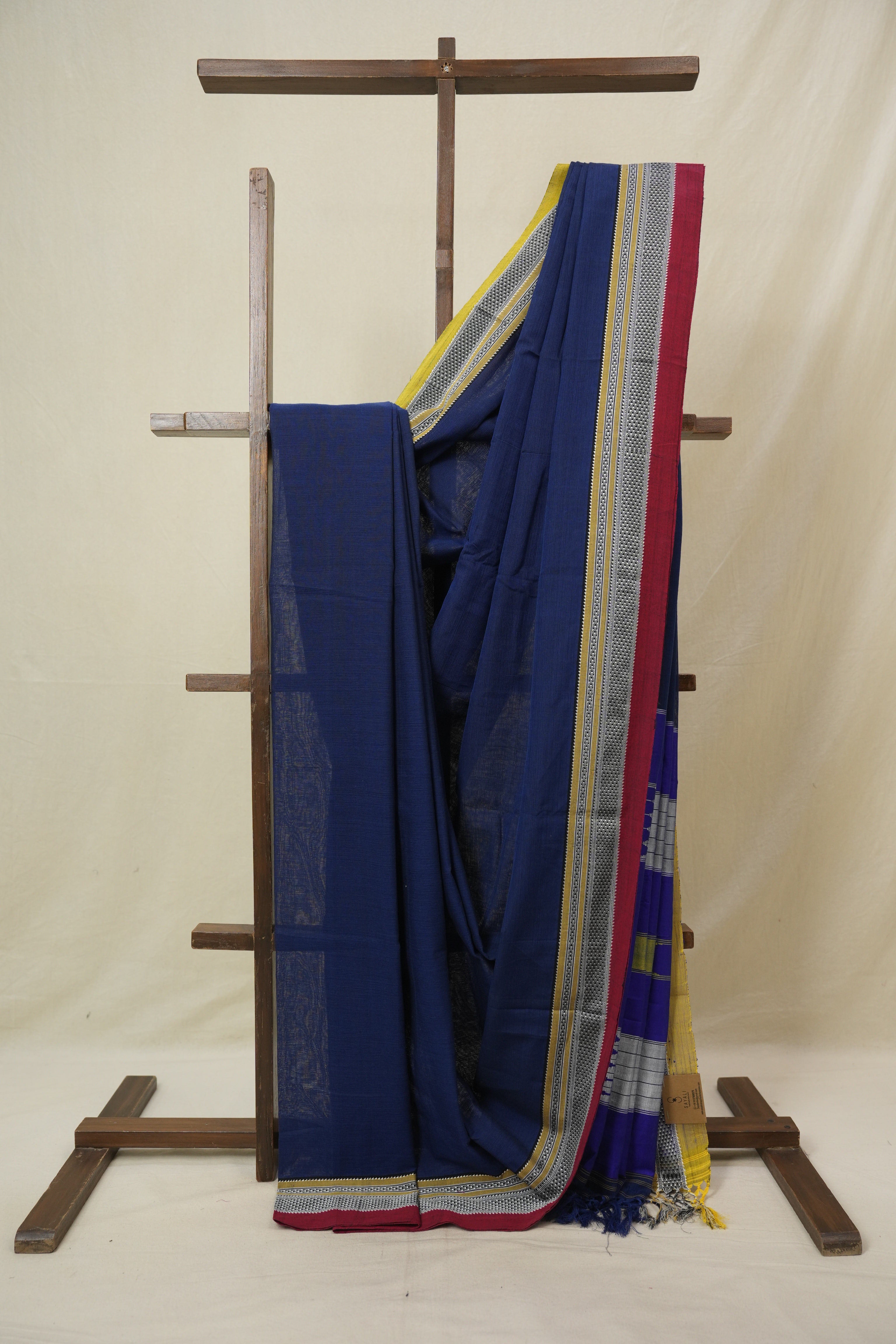 Navy Blue Pink Cotton IIkal Saree - SRNBCIS890