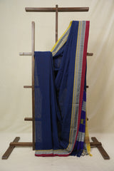 Navy Blue Pink Cotton IIkal Saree - SRNBCIS890