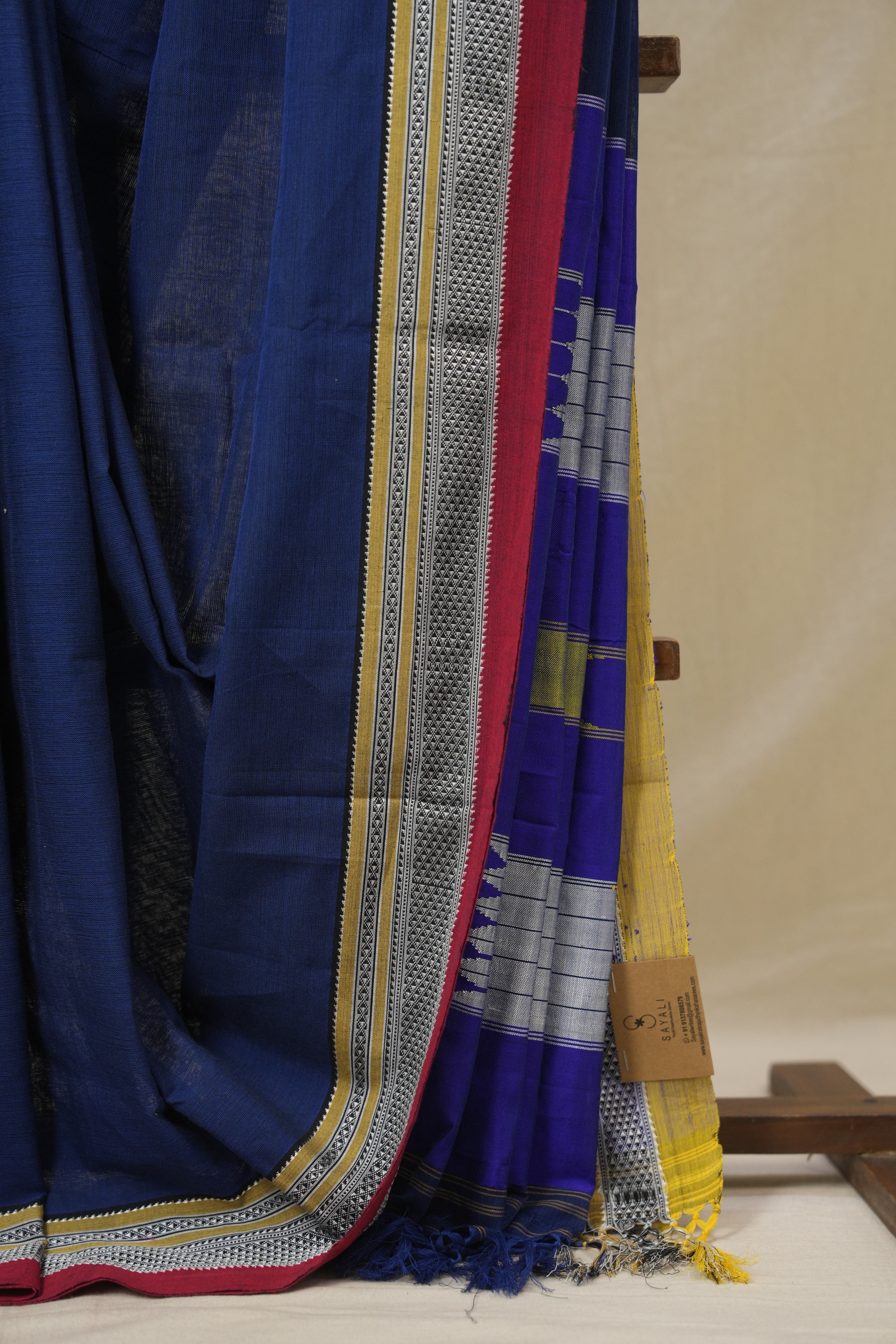 Navy Blue Pink Cotton IIkal Saree - SRNBCIS890