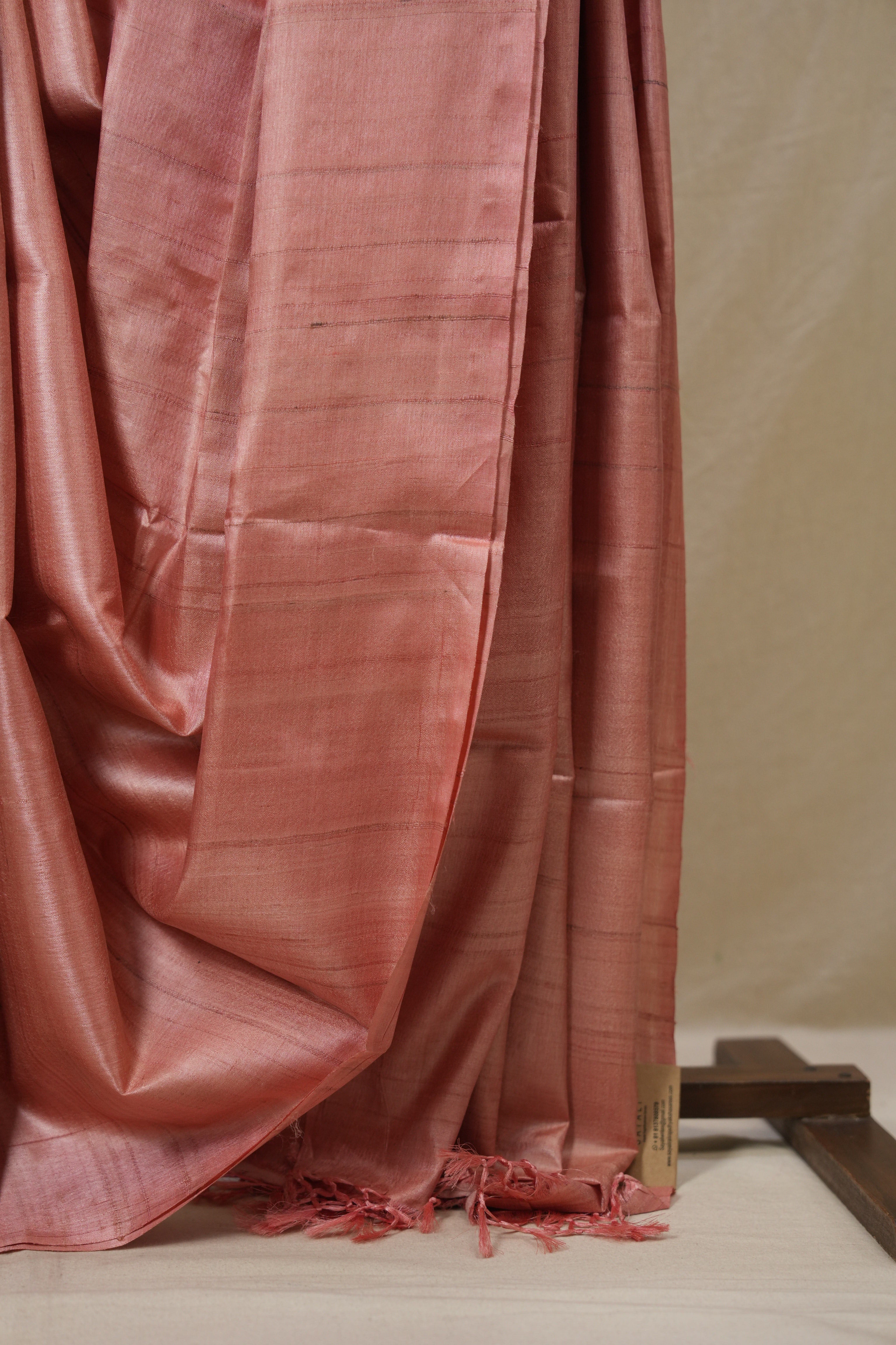 Peach Tussar Silk Saree - SRPTSS1835
