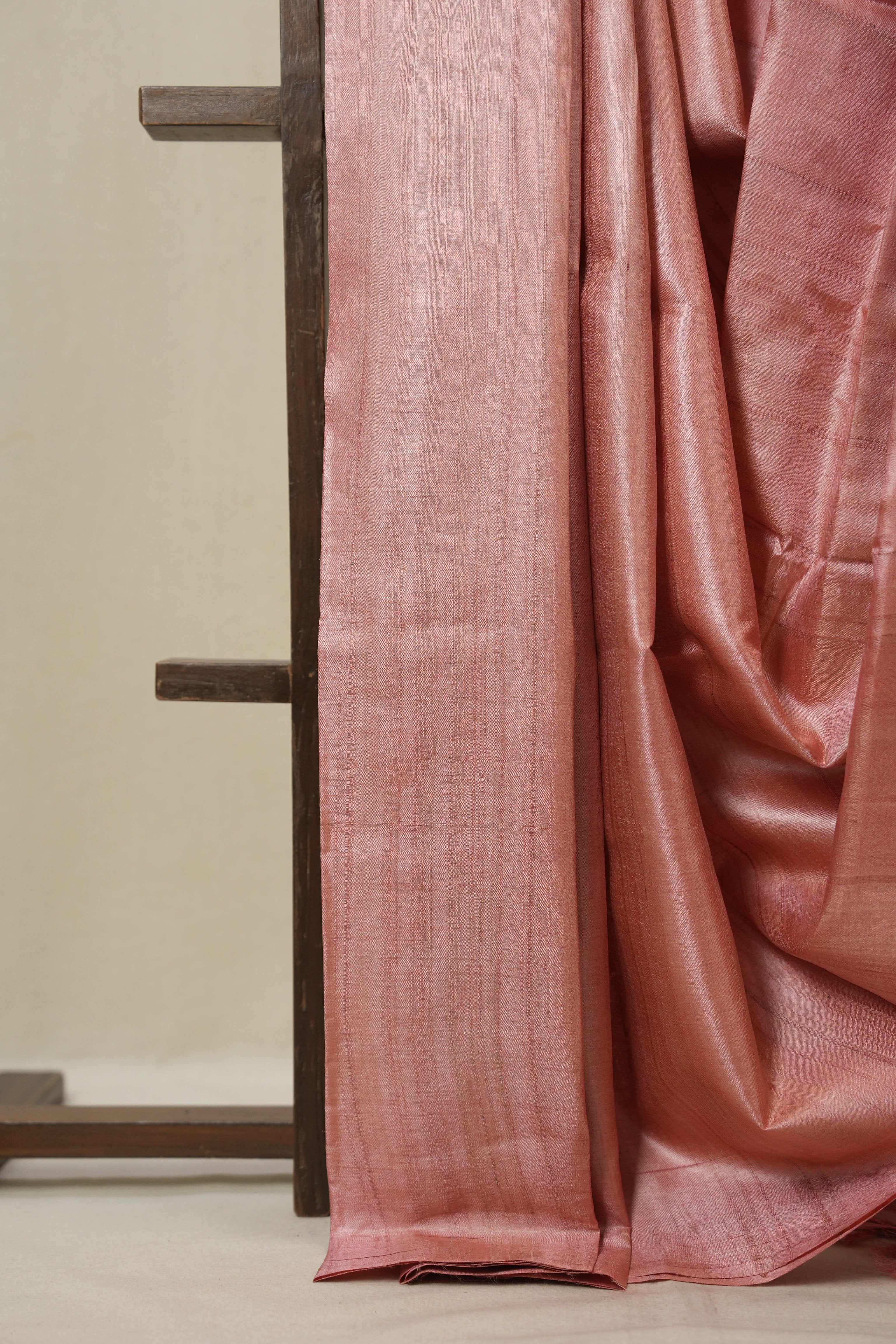 Peach Tussar Silk Saree - SRPTSS1835