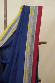 Navy Blue Pink Cotton IIkal Saree - SRNBCIS890
