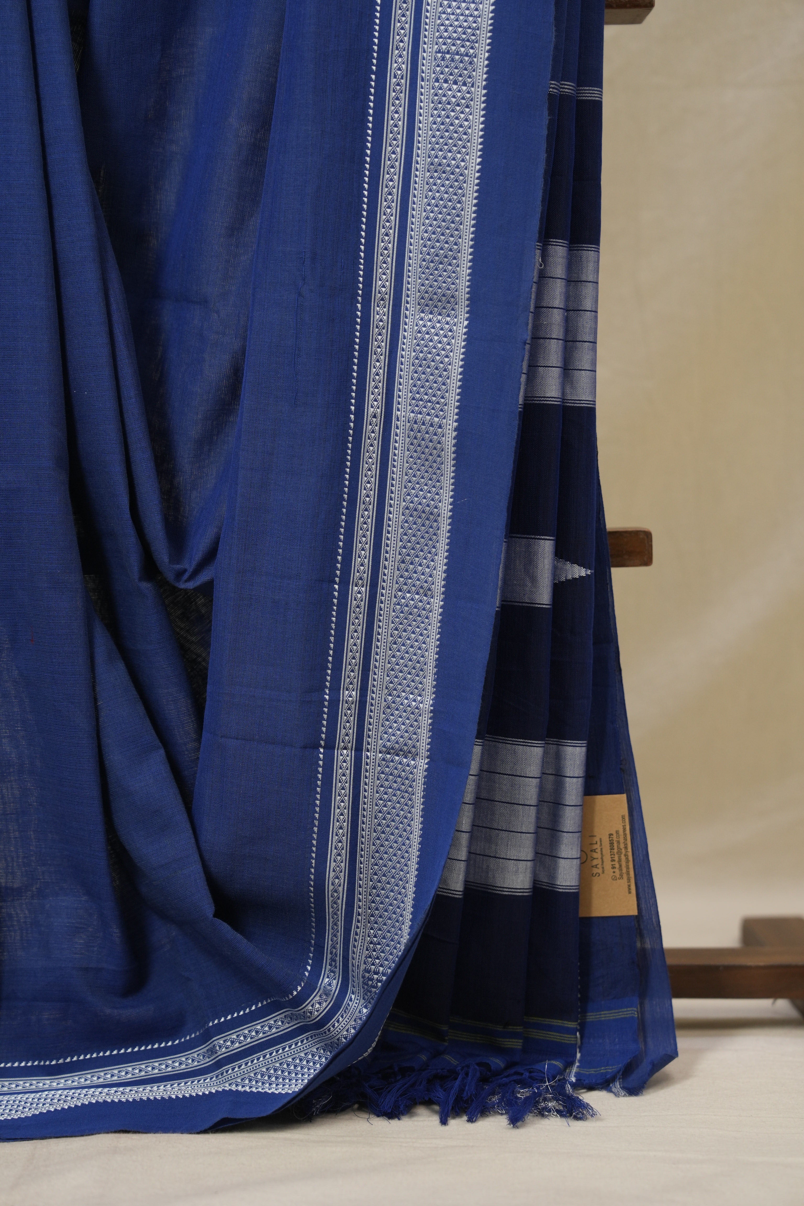 Navy Blue Pink Cotton Ilkal Saree - SRNBCIS889