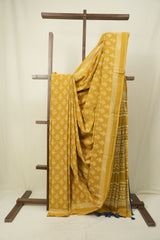 Mustard HBP Cotton Saree - SRMCS3566