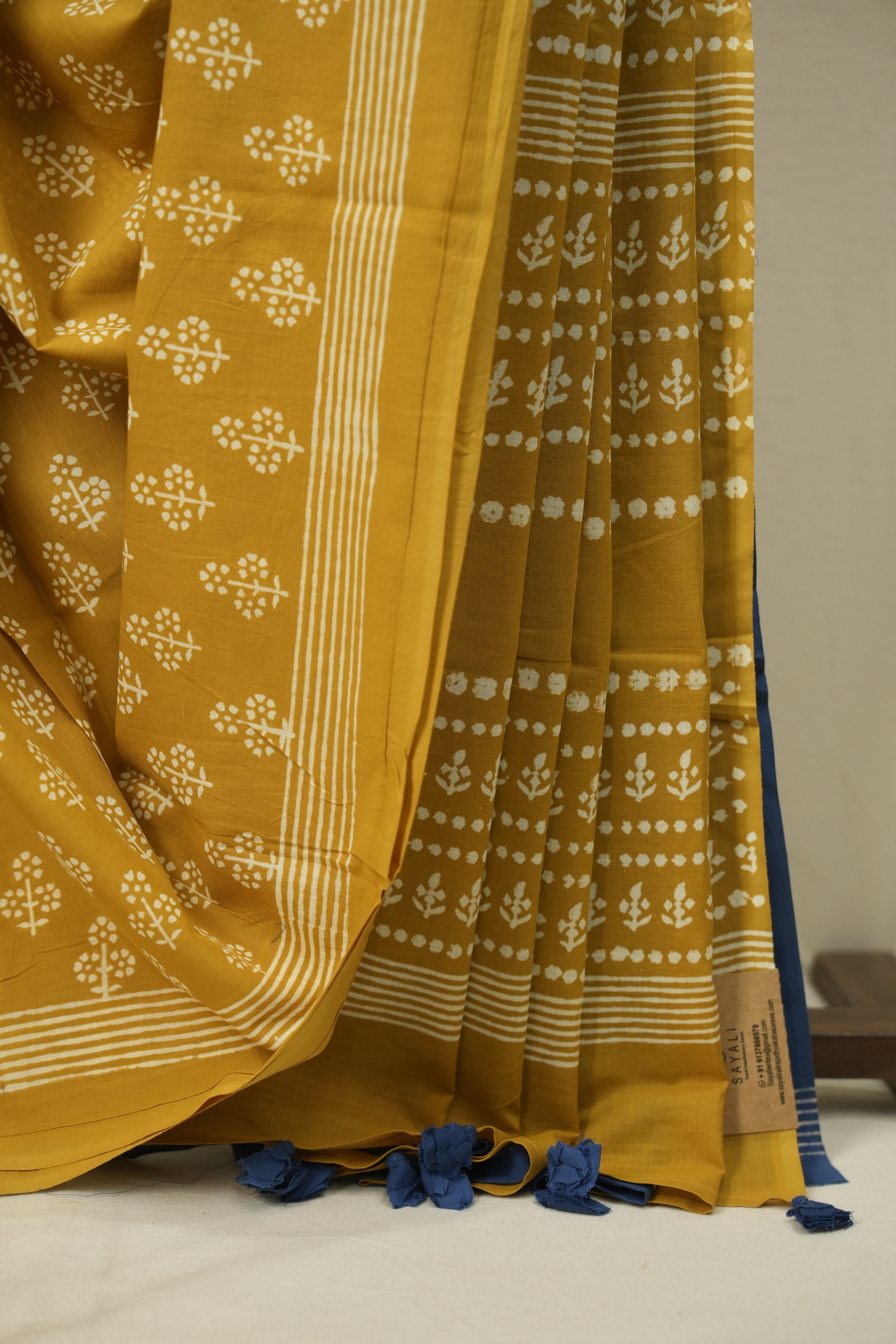 Mustard HBP Cotton Saree - SRMCS3566