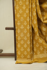 Mustard HBP Cotton Saree - SRMCS3566