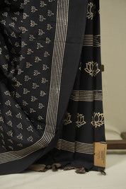 Black HBP Cotton Saree - SRBCS3565