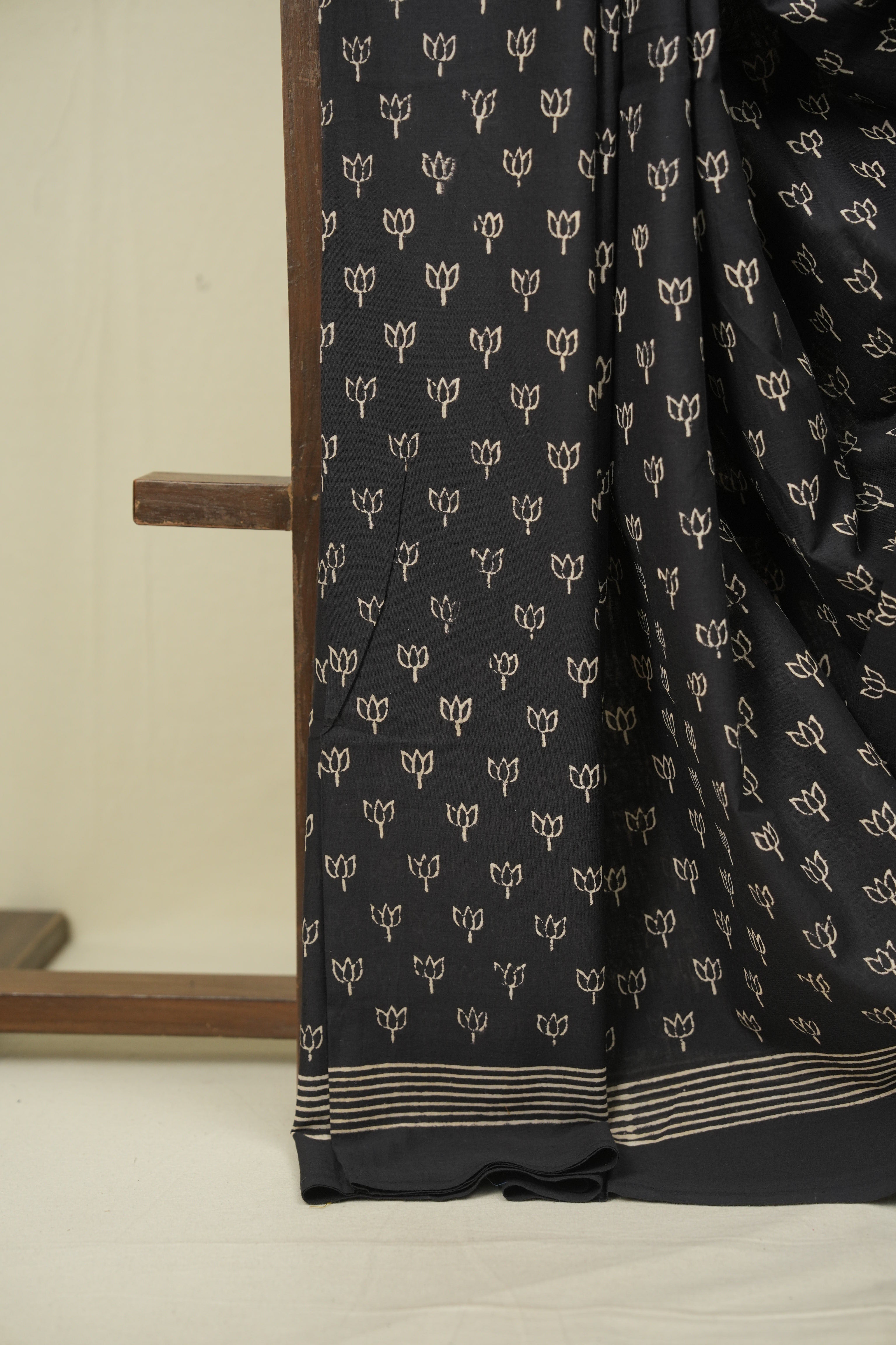 Black HBP Cotton Saree - SRBCS3565