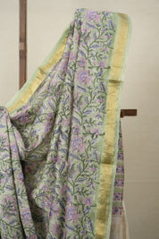 Light Green HBP Cotton Silk Saree With Maheshwari Border - SRLGCSS1310