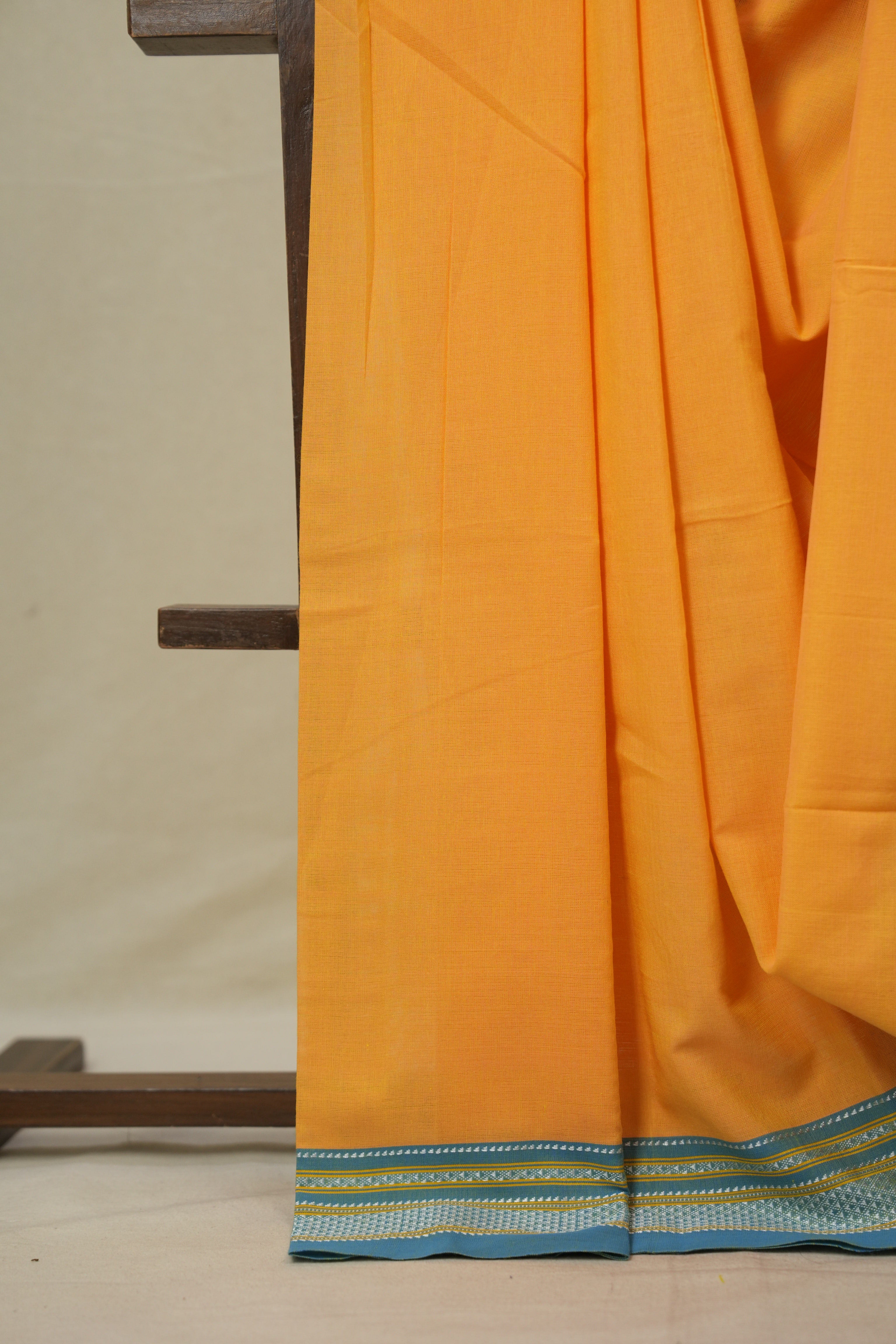 Orange Cotton IIkal Saree With Chikki Border - SROCIS911