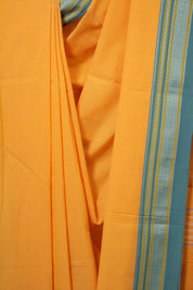 Orange Cotton IIkal Saree With Chikki Border - SROCIS911