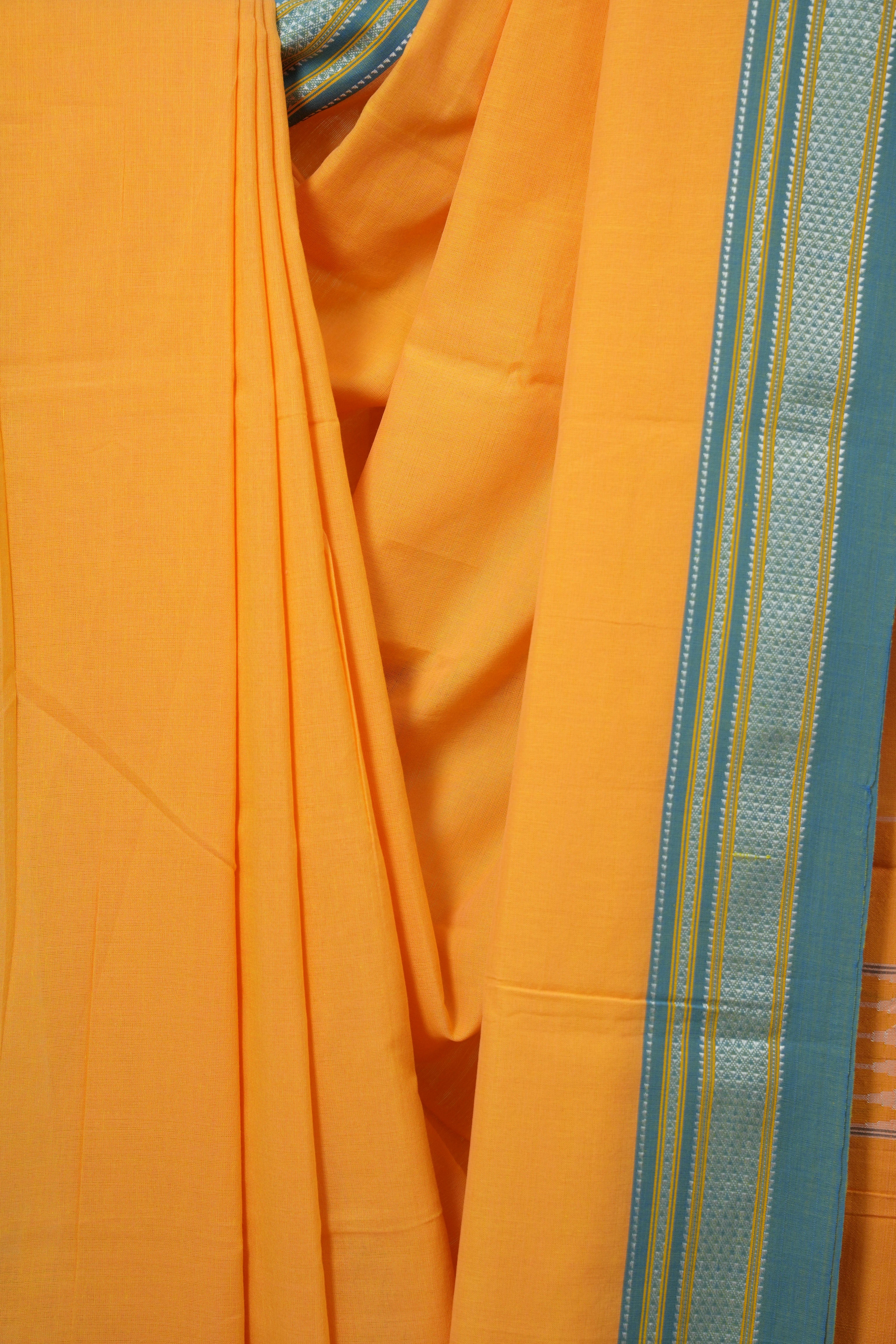 Orange Cotton IIkal Saree With Chikki Border - SROCIS911