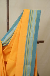 Orange Cotton IIkal Saree With Chikki Border - SROCIS911