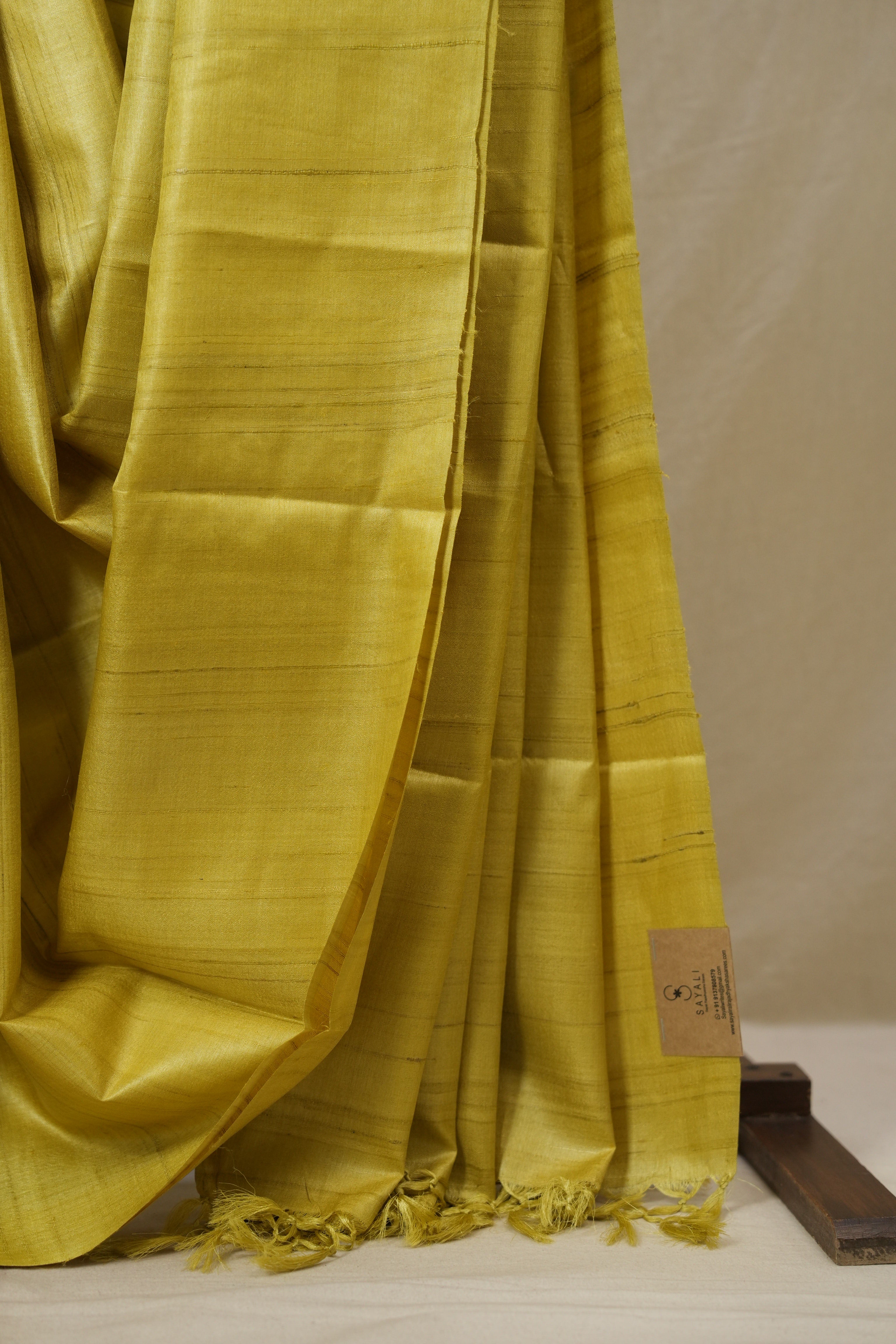 Yellow Tussar Silk Saree - SRYTSS1842