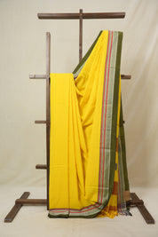 Yellow Cotton IIkal Saree With Chikki Border - SRYCIS910