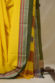 Yellow Cotton IIkal Saree With Chikki Border - SRYCIS910
