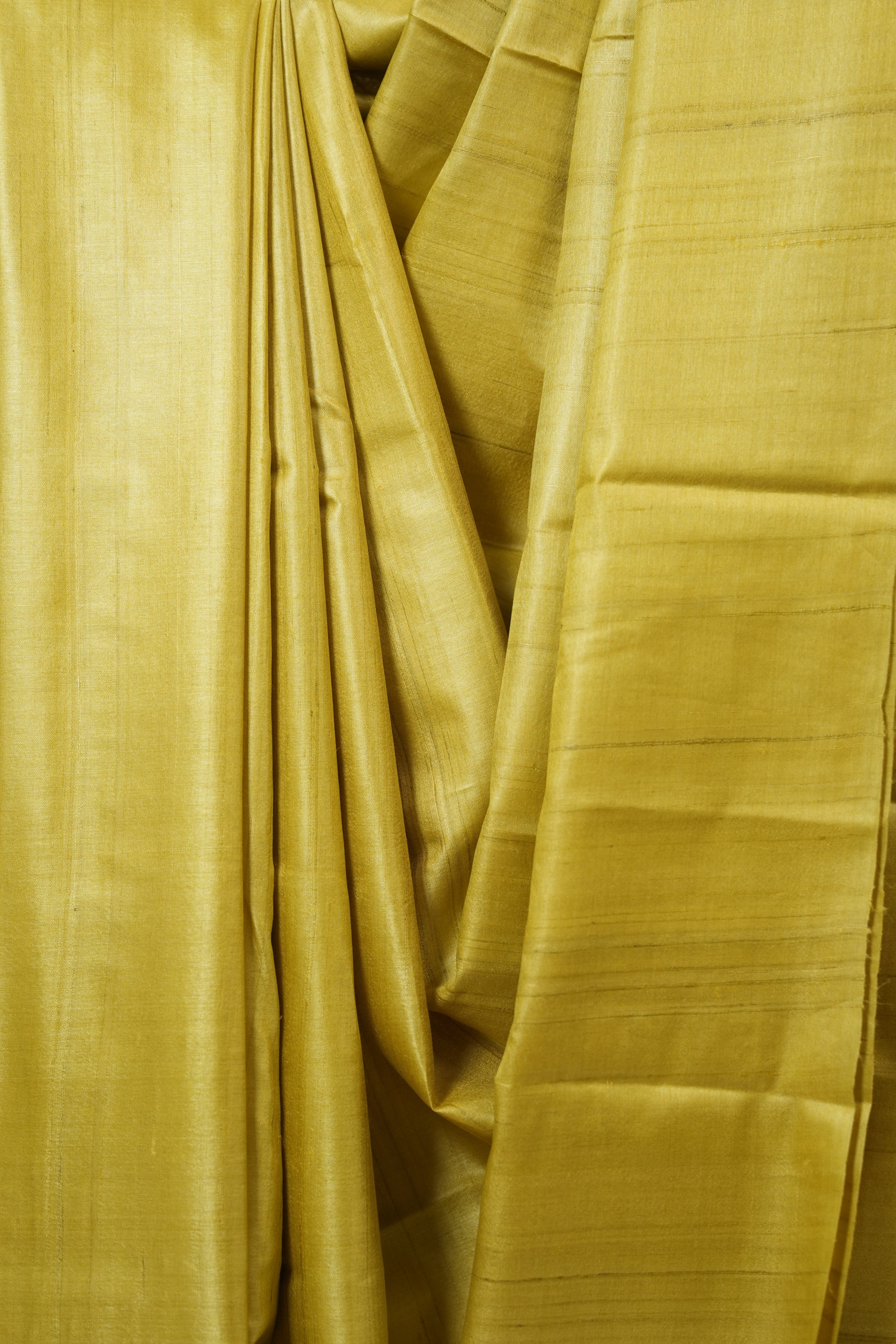 Yellow Tussar Silk Saree - SRYTSS1842