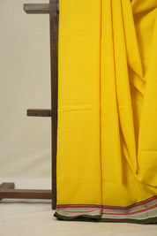 Yellow Cotton IIkal Saree With Chikki Border - SRYCIS910