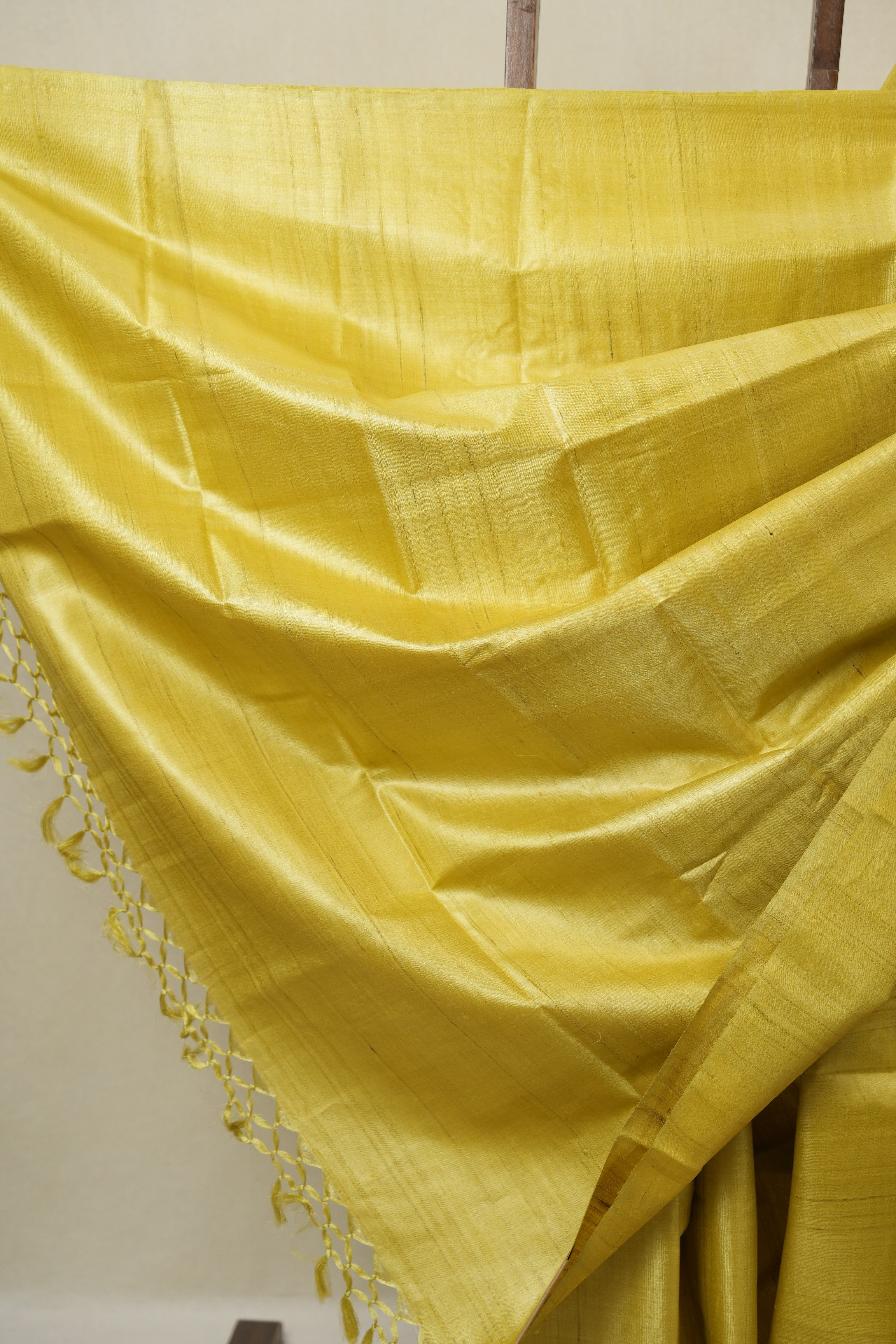 Yellow Tussar Silk Saree - SRYTSS1842