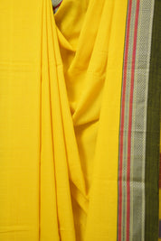 Yellow Cotton IIkal Saree With Chikki Border - SRYCIS910