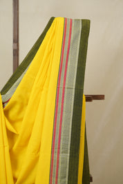 Yellow Cotton IIkal Saree With Chikki Border - SRYCIS910