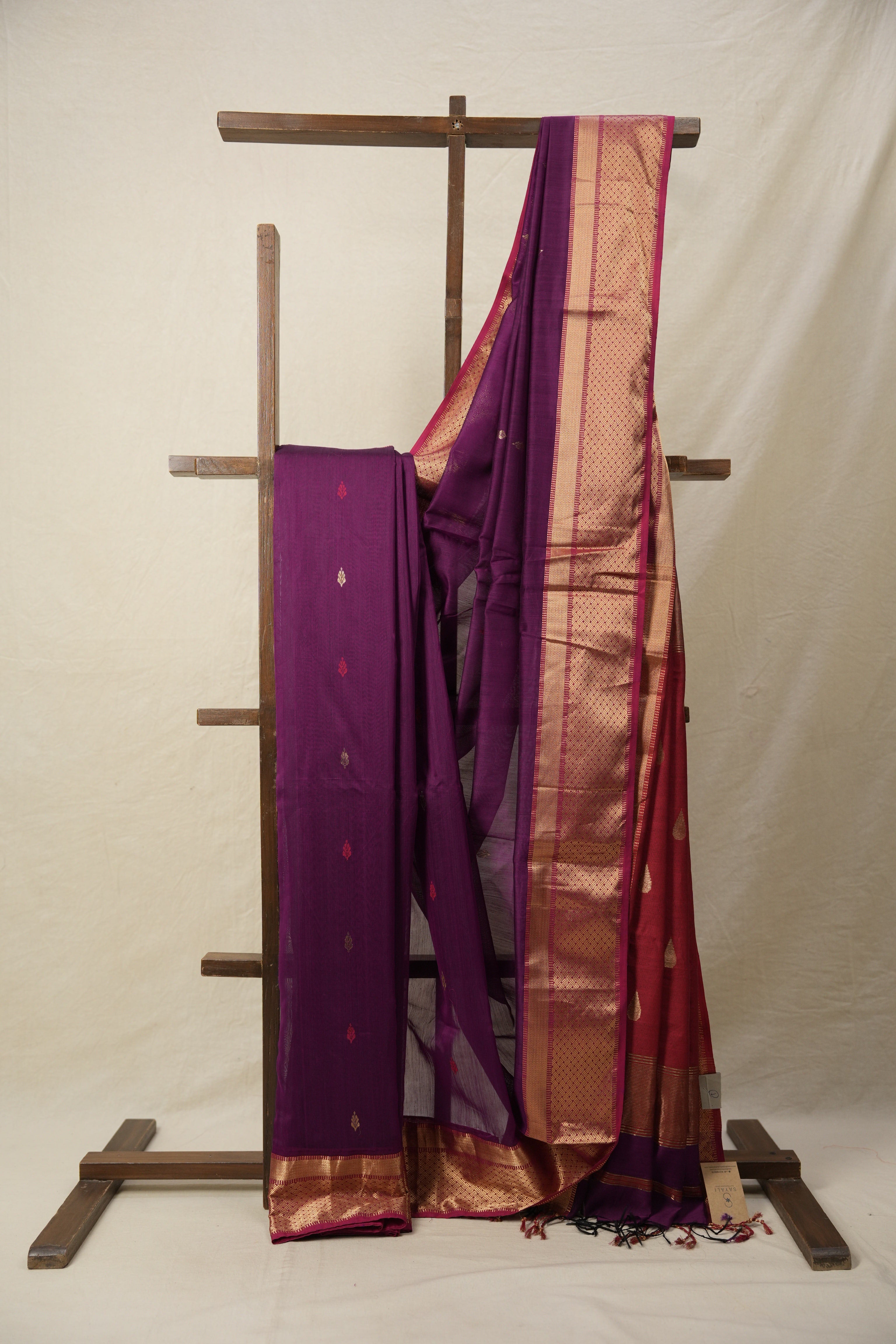 Purple Cotton Silk Maheshwari Saree - SRPCSMS185