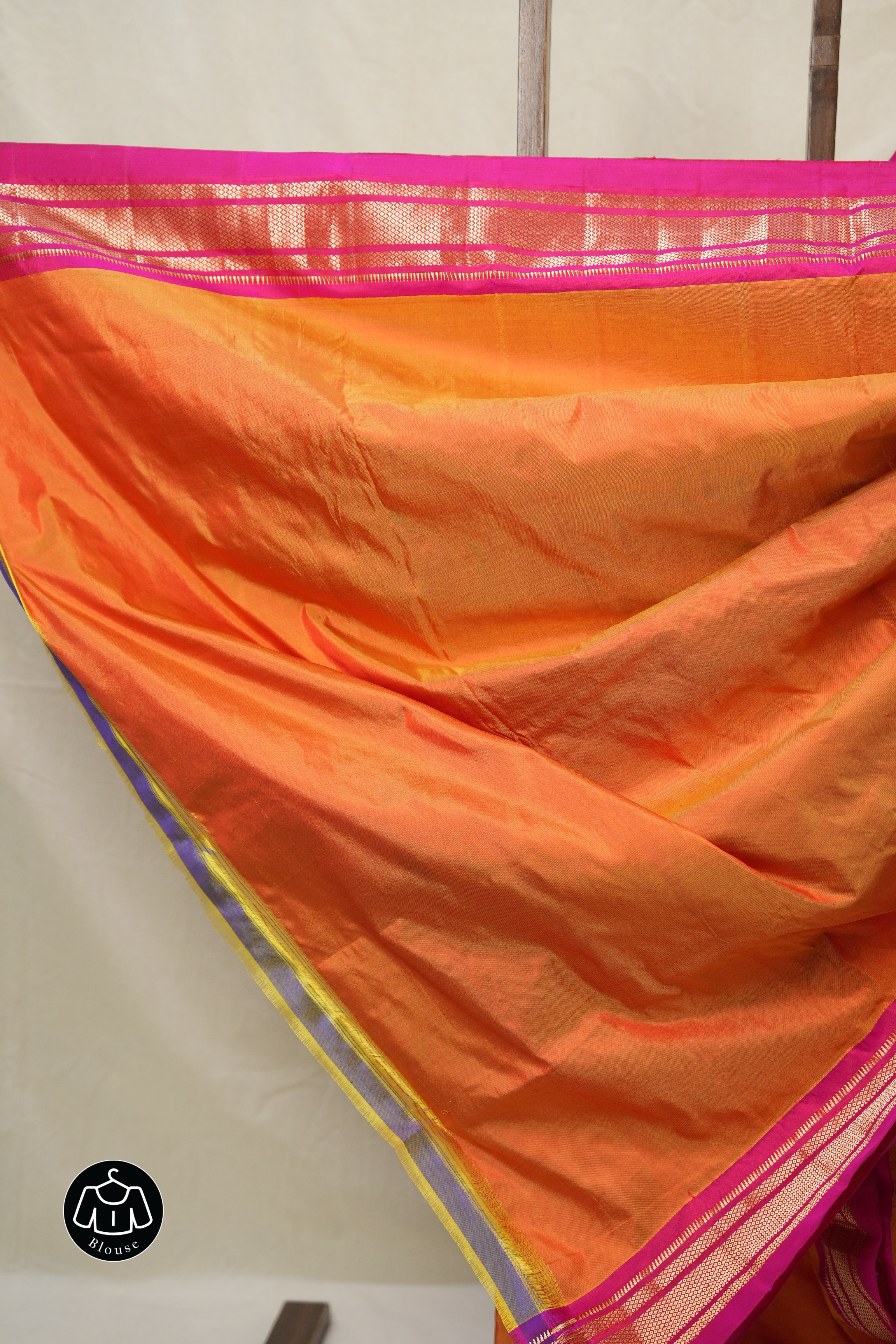 Two Tone Orange Silk Paithani Saree - SRTTOSPS764