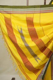 Yellow Cotton IIkal Saree With Chikki Border - SRYCIS910