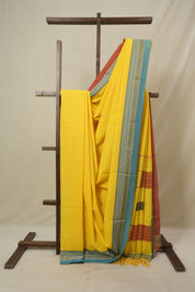 Yellow Cotton IIkal Saree With Chikki Border - SRYCIS908