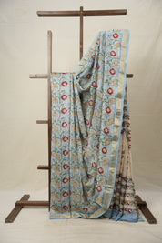 Sky Blue HBP Cotton Silk Saree With Maheshwari Border - SRSBCSS1334