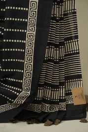 Black HBP Cotton Saree - SRBCS3535