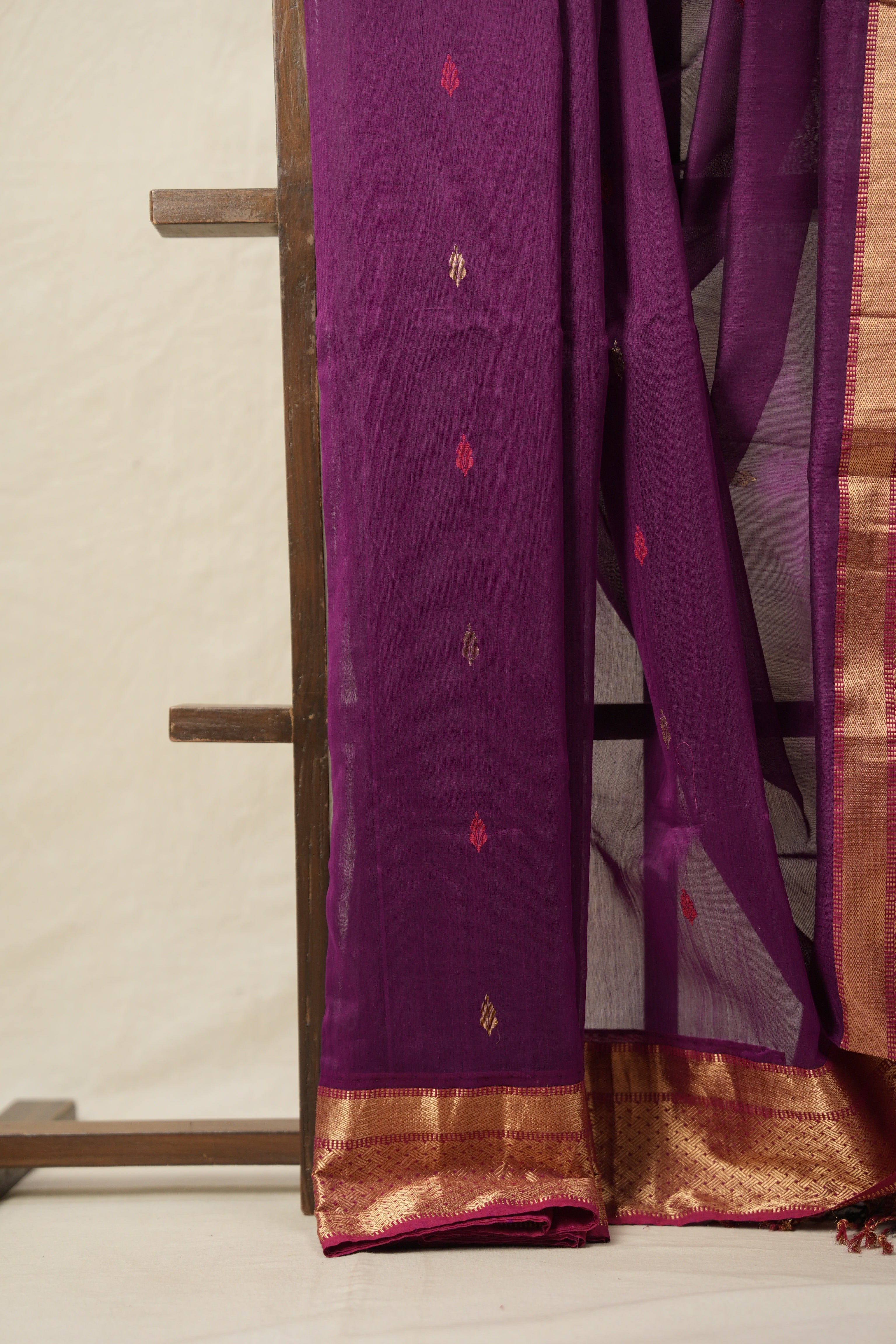 Purple Cotton Silk Maheshwari Saree - SRPCSMS185