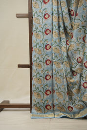 Sky Blue HBP Cotton Silk Saree With Maheshwari Border - SRSBCSS1334